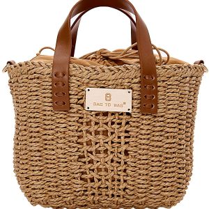 Τσαντάκι ψάθινο χειρός CN23128 - Apricot