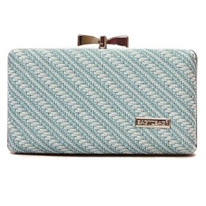 Ψάθινο τσαντάκι clutch -21892 - Μπλέ