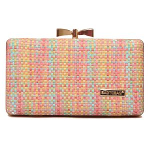 Ψάθινο τσαντάκι clutch -21892 - Ρόζ