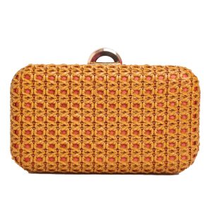 Τσάντα φάκελος clutch ψάθινο-21885 - Κάμελ