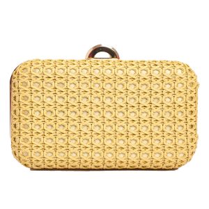 Τσάντα φάκελος clutch ψάθινο-21885 - Κίτρινο