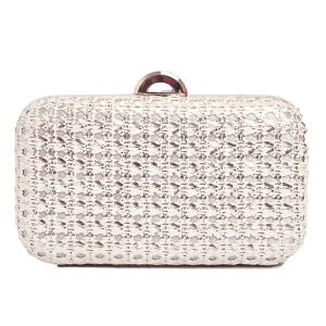 Τσάντα φάκελος clutch ψάθινο-21885 - Ασημί