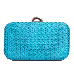 Τσάντα φάκελος clutch ψάθινο-21885 - Γαλάζιο