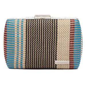 Ψάθινο τσαντάκι clutch -21897 - Μπλέ