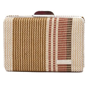 Ψάθινο τσαντάκι clutch -21896 - Καφέ