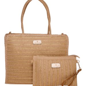 Ψάθινη Τσάντα Ώμου XY-2520 - Apricot