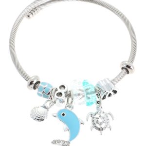Βραχιόλι με  δελφίνι QW-8119-15 - Γαλάζιο