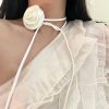 Δερμάτινο Κολιέ Με Τριαντάφυλλο - ΆσπροX00223