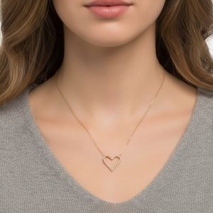 Ατσάλινο Κολιέ με Λεπτή Καρδιά και Ζιργκόν - ΧρυσόA23050A