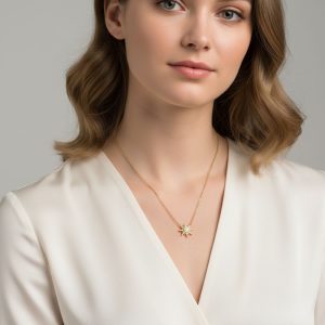 Κολιέ Ήλιος με Ζιργκόν - ΧρυσόA23052A