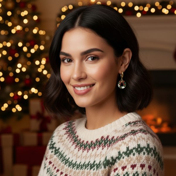 Ατσάλινα Σκουλαρίκια Christmas WreathA33210-3