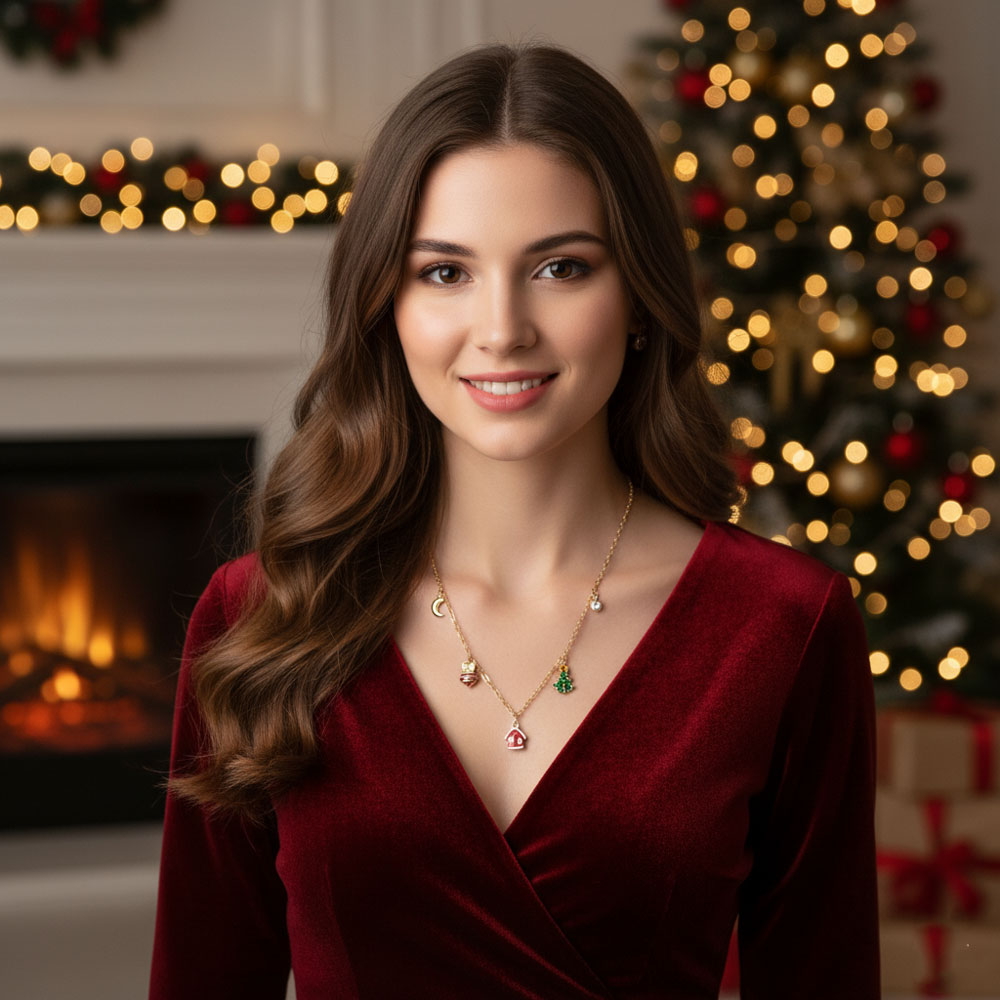 Ατσάλινο κολιέ με χριστουγεννιάτικα στοιχεία Ατσάλινο κολιέ με χριστουγεννιάτικα στοιχείαA33219