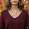 Ατσάλινο κολιέ με καρδιά που ανοίγει και charms Stainless steel necklace with locket heart and charmsA61007