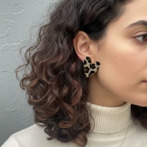 Ατσάλινα Σκουλαρίκια Καρδιά με Animal Print A69005A69002