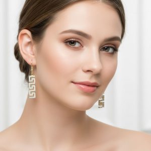 Σκουλαρίκια Ατσάλι Μαίανδρος με ΣτραςA2544