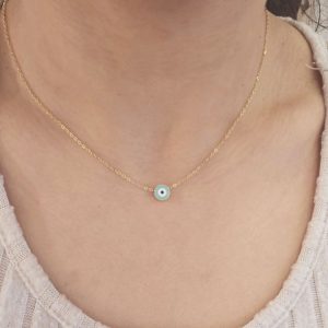 Ατσάλινο Κολιέ Στρόγγυλο Ματάκι - ΑσημίA23047B