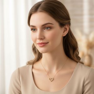 Κολιέ Διπλή Καρδιά με Ζιργκόν από Ατσάλι - ΧρυσόA23053A