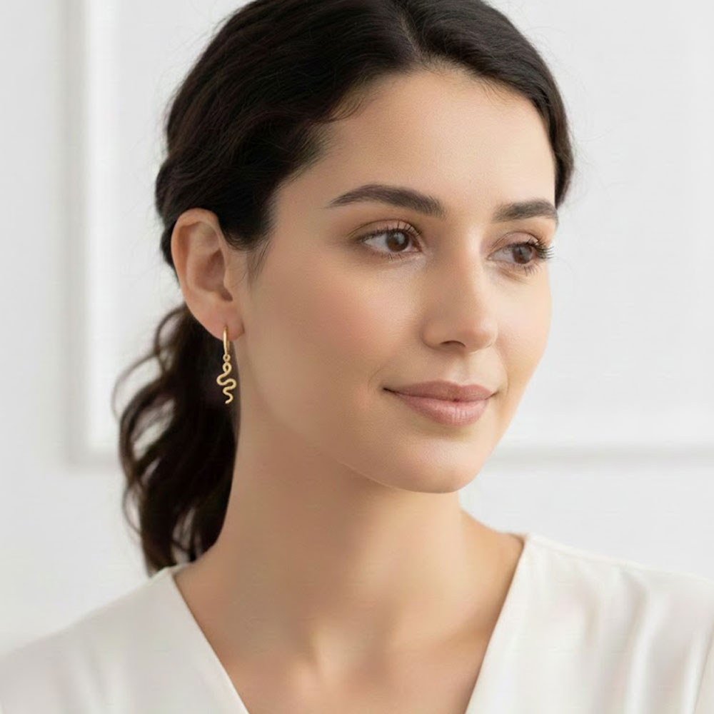 Σκουλαρίκια Ατσάλι Φίδι Χρυσό Χρώμα Σκουλαρίκια Ατσάλι Φίδι Χρυσό ΧρώμαA3038A