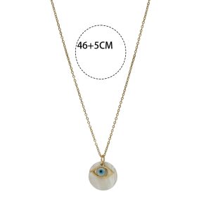 Κολιέ Ατσάλι Με Στρογγυλό Φίλντισι Και Μάτι  A31014AA31014A