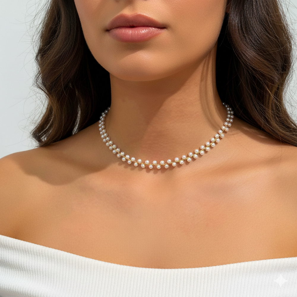 Κολιέ Ατσάλι Με Πολλές Πέρλες A3168B Κολιέ Ατσάλι Με Πολλές Πέρλες A3168BA3292A