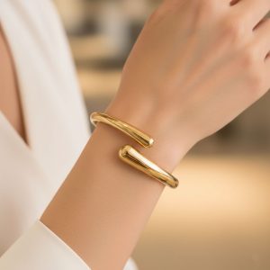 Βραχιόλι Ανοιχτός Μινιμαλιστικός Κρίκος από Ατσάλι - ΑσημίA35114B