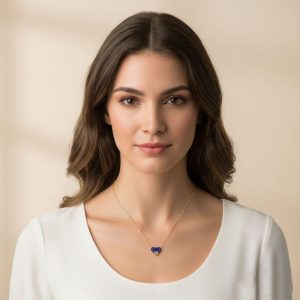 Κολιέ Ατσάλι Καρδιά Miyuki με Τριγωνικό Σχέδιο - ΚόκκινοA49038-3