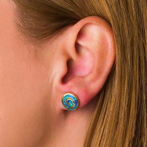 Σκουλαρίκια Ατσάλι Σπειροειδές Στυλ Blue Opal - ΧρυσόA5184A