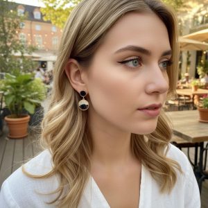 Σκουλαρίκια Ατσάλι Κρεμαστά Με Animal Print Διπλό ΚύκλοA69004