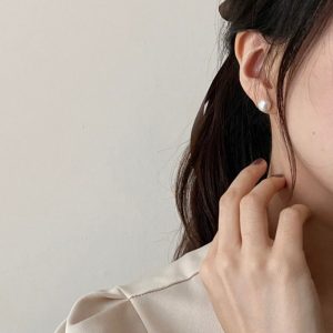 Σκουλαρίκια Ατσάλι Ασημί Πέρλα ΚαρφωτάA784B