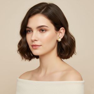 Σκουλαρίκια Ατσάλι Μοντέρνο Οβάλ με Πέρλα - ΧρυσόA792A