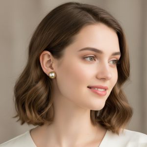 Σκουλαρίκια Ατσάλι Σαμπανί Μαργαριτάρι - ΧρυσόA5024A