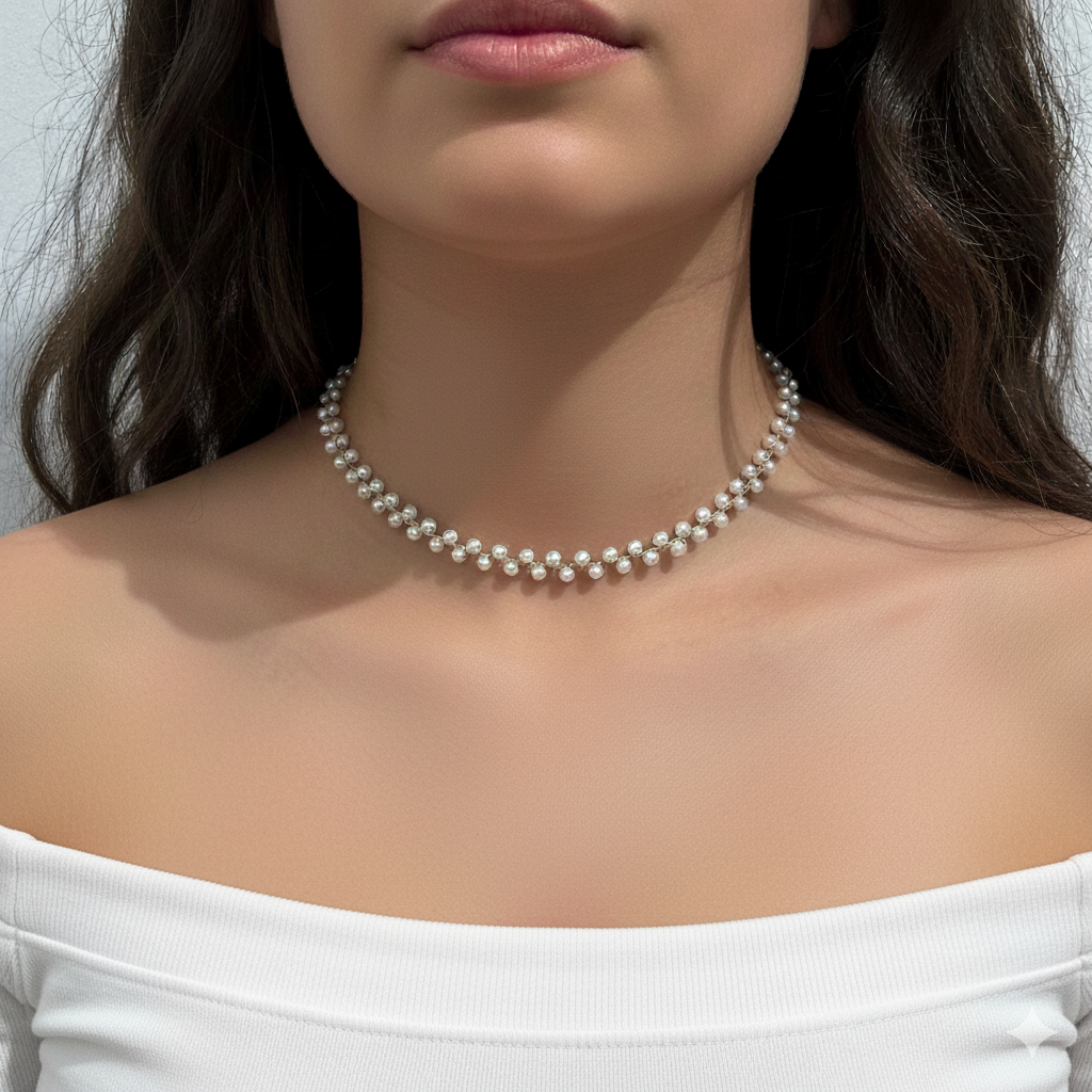 Κολιέ Ατσάλι Με Πολλές Πέρλες A3168A Κολιέ Ατσάλι Με Πολλές Πέρλες A3168AA3168A