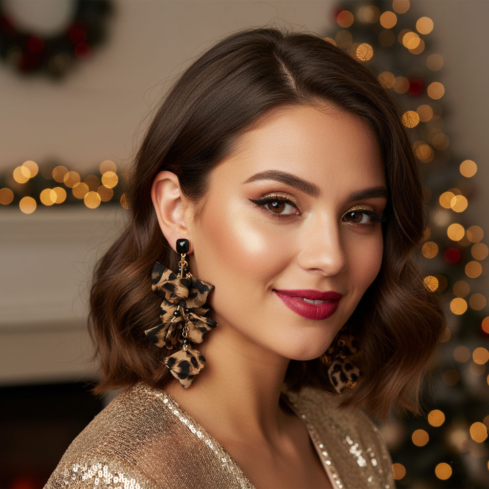 Σκουλαρίκια Υφασμάτινα Λεοπαρ με Ατσάλινη Βελόνα Σκουλαρίκια Υφασμάτινα Λεοπαρ με Ατσάλινη ΒελόναX00398