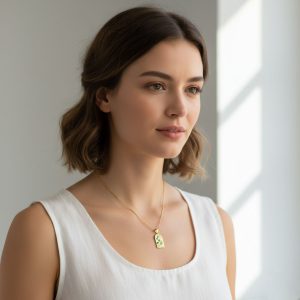 Κολιέ Ατσάλι Με Χρυσό Μενταγιόν Και Τιρκουάζ Λεπτομέρειες - ΧρυσόX00405A