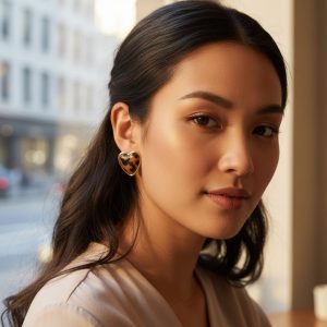 Σκουλαρίκια Καρδιά Animal Print ΜεγάλαX00416