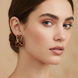 Σκουλαρίκια Κρίκοι Σκούρο Animal PrintX00418