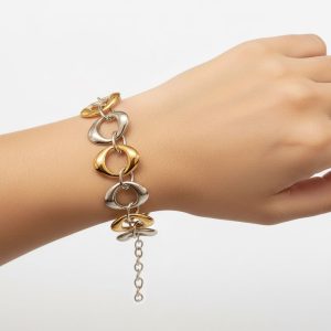 Βραχιόλι Ατσάλι Δίχρωμο με Μεγάλους Κυματιστούς ΚρίκουςX00427