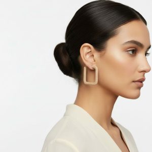 Σκουλαρίκια Μπεζ ΤετράγωναX00431