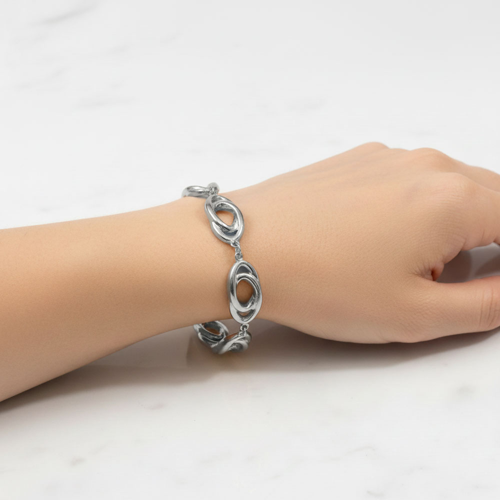 Βραχιόλι Ατσάλι Ασημί με Οβάλ Διπλούς Κρίκους Βραχιόλι Ατσάλι Ασημί με Οβάλ Διπλούς ΚρίκουςX00434