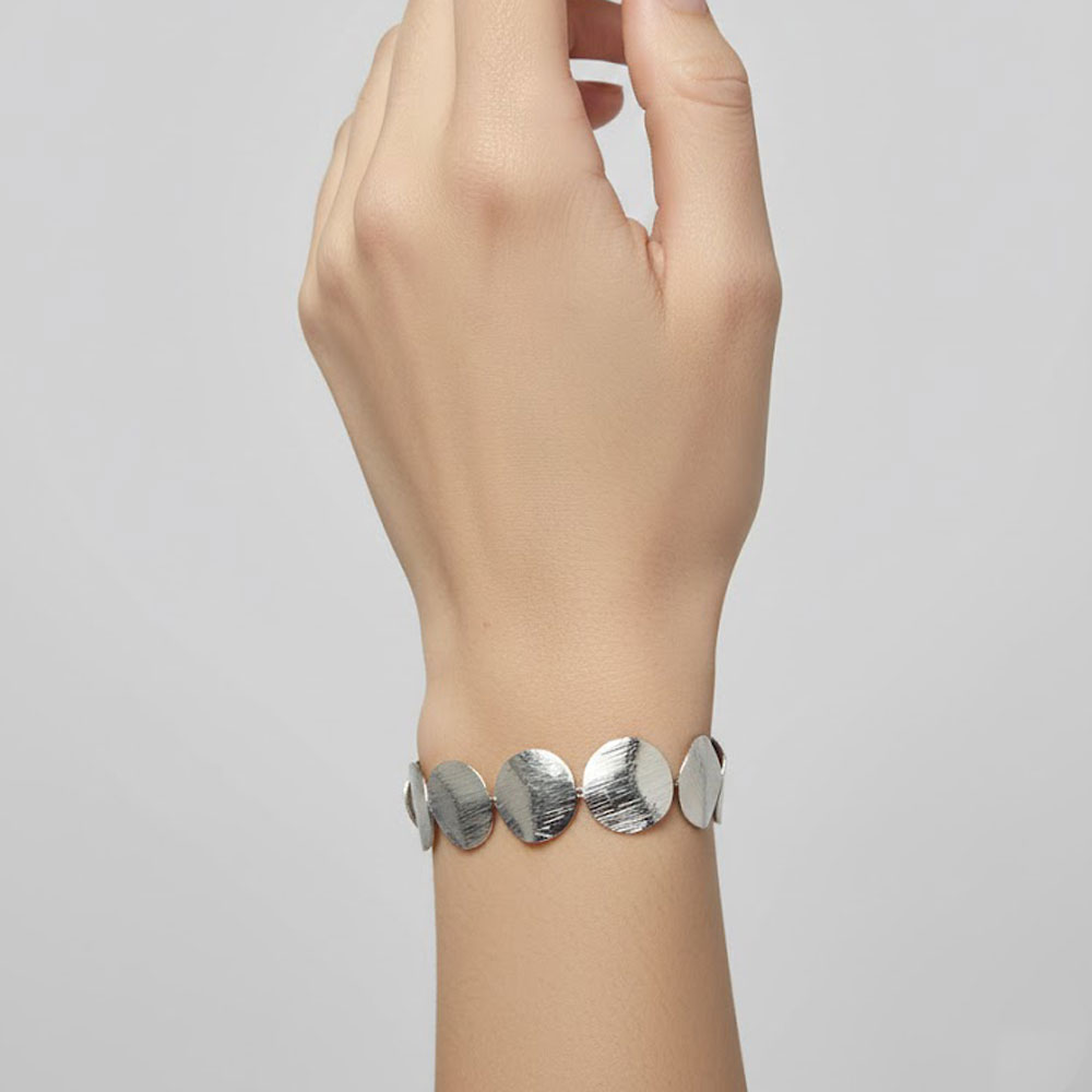 Βραχιόλι Ατσάλι με Στρογγυλούς Δίσκους Ασημί Χρώμα Stainless Steel Disc Bracelet Silver Tone Βραχιόλι Ατσάλι με Στρογγυλούς Δίσκους Ασημί Χρώμα Stainless Steel Disc Bracelet Silver ToneX00446B