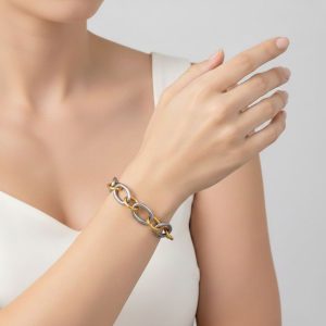 Βραχιόλι Ατσάλι Δίχρωμη Αλυσίδα Stainless Steel Two Tone Link BraceletX00448