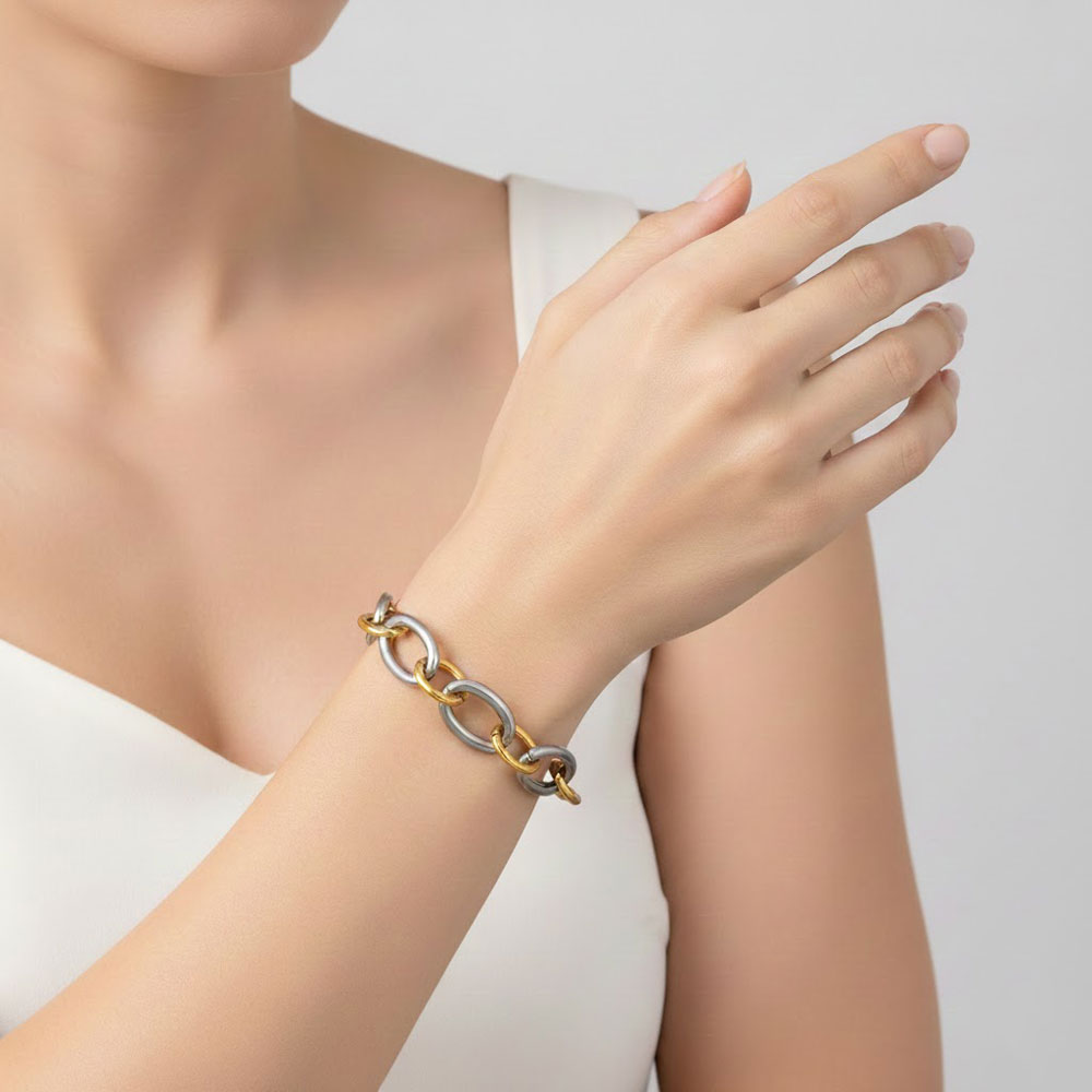 Βραχιόλι Ατσάλι Δίχρωμη Αλυσίδα Stainless Steel Two Tone Link Bracelet Βραχιόλι Ατσάλι Δίχρωμη Αλυσίδα Stainless Steel Two Tone Link BraceletX00448