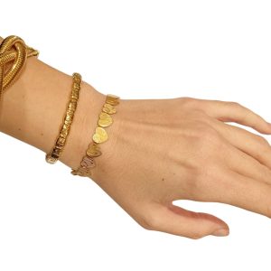 Βραχιόλι Ατσάλι Χρυσό με Συνεχόμενες ΚαρδιέςX00422