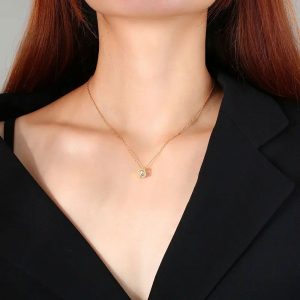 Κολιέ Κύβος Με Πέτρα Ζιργκόν - ΑσημίA006B