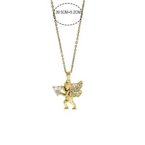 Κολιέ Απο Ανοξείδωτο Ατσάλι Άγγελος Με Καρδιά - ΑσημίA021B