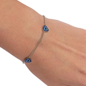 Βραχιόλι με Καρδιές Μπλε Σμάλτο - Χρυσό0248020a