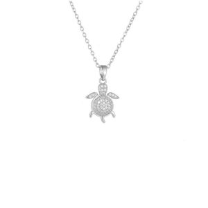 Κολιέ Με Κρεμαστή Χελώνα Και Γυαλιστερές ΠέτρεςA037