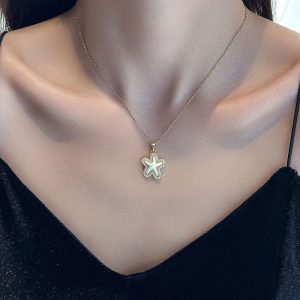 Κολιέ Aστερίας Με Διακριτικές Πέτρες - ΧρυσόA039