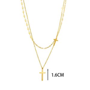 Ατσάλινο Κολιέ Με Σταυρούς - ΑσημίA070