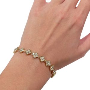 Βραχιόλι Ανοξείδωτο Ατσάλι με Στρας σε Σχήμα Λουλουδιών0751107-7